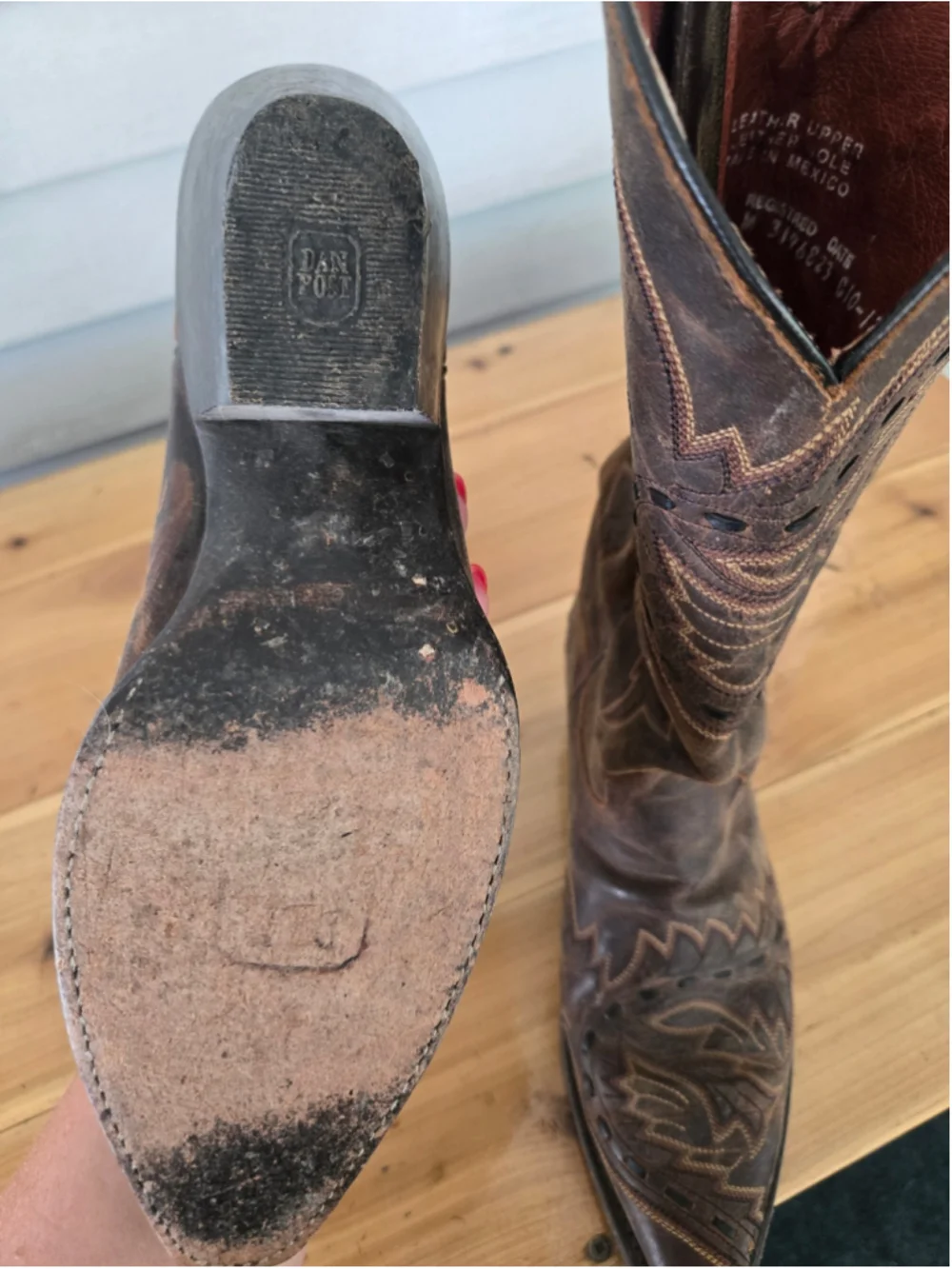 Dan Post Womens 8 Brown Distressed Leather Western Cowboy Boots Snip Toe